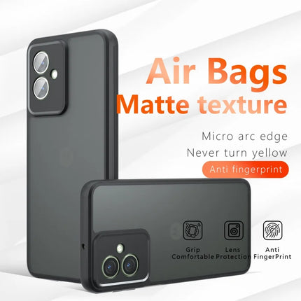 For Motorola Moto G55 5G Case Skin-Touch TPU+PC Matte Phone Shell, Transparent Black