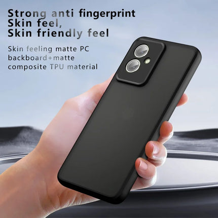 For Motorola Moto G55 5G Case Skin-Touch TPU+PC Matte Phone Shell, Transparent Black