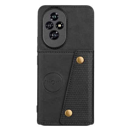 For Honor 200 5G Case with Card Slots Kickstand Leather + TPU Phone Cover - Black