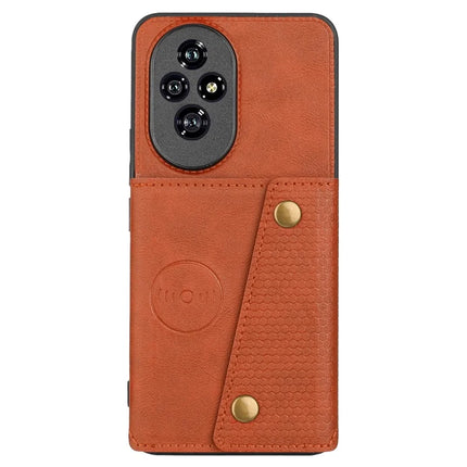 For Honor 200 Pro 5G Case with Card Slots Kickstand Leather + TPU Phone Cover - Brown