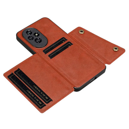 For Honor 200 Pro 5G Case with Card Slots Kickstand Leather + TPU Phone Cover