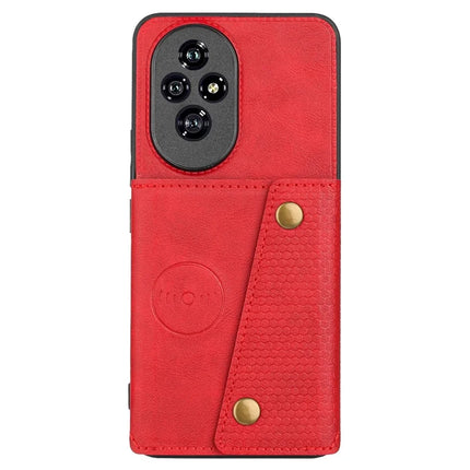 For Honor 200 Pro 5G Case with Card Slots Kickstand Leather + TPU Phone Cover - Red