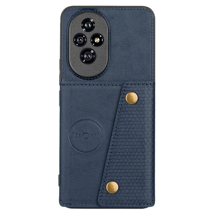 For Honor 200 Pro 5G Case with Card Slots Kickstand Leather + TPU Phone Cover - Blue