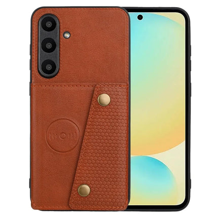 For Samsung Galaxy A36 5G Case with Card Slots Kickstand Leather + TPU Phone Cover - Brown