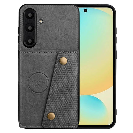For Samsung Galaxy A36 5G Case with Card Slots Kickstand Leather + TPU Phone Cover - Grey