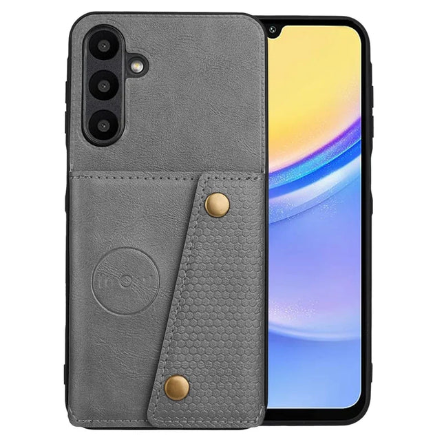 For Samsung Galaxy A56 5G Case with Card Slots Kickstand Leather + TPU Phone Cover - Grey