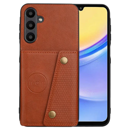 For Samsung Galaxy A56 5G Case with Card Slots Kickstand Leather + TPU Phone Cover - Brown