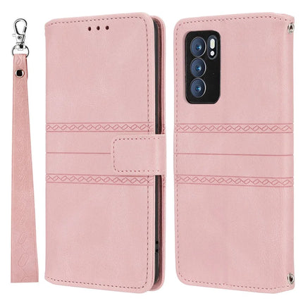 For Oppo Reno12 5G (Global) Case Wallet Skin-Touch Leather Imprinted Phone Cover - Pink