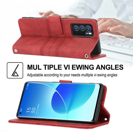 For Oppo Reno12 5G (Global) Case Wallet Skin-Touch Leather Imprinted Phone Cover