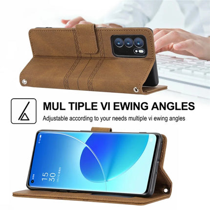 For Oppo Reno12 5G (Global) Case Wallet Skin-Touch Leather Imprinted Phone Cover