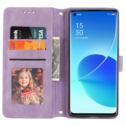 For Oppo Reno12 5G (Global) Case Wallet Skin-Touch Leather Imprinted Phone Cover