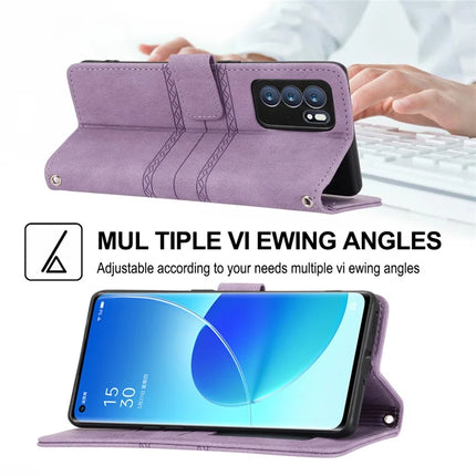 For Oppo Reno12 5G (Global) Case Wallet Skin-Touch Leather Imprinted Phone Cover