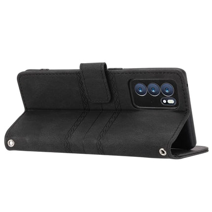 For Oppo Reno12 5G (Global) Case Wallet Skin-Touch Leather Imprinted Phone Cover