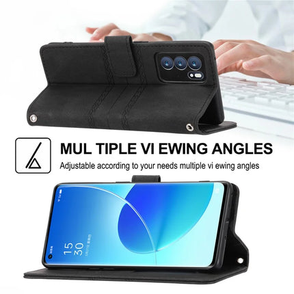 For Oppo Reno12 5G (Global) Case Wallet Skin-Touch Leather Imprinted Phone Cover