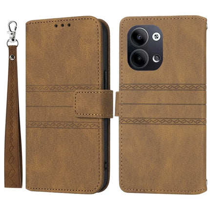 For Oppo Reno13 5G (Global) Case Wallet Skin-Touch Leather Imprinted Phone Cover - Brown