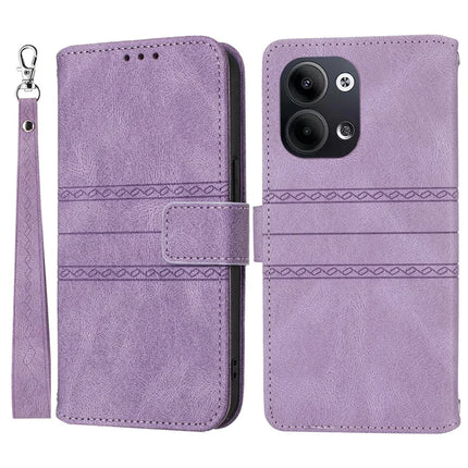 For Oppo Reno13 5G (Global) Case Wallet Skin-Touch Leather Imprinted Phone Cover - Purple