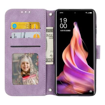 For Oppo Reno13 5G (Global) Case Wallet Skin-Touch Leather Imprinted Phone Cover