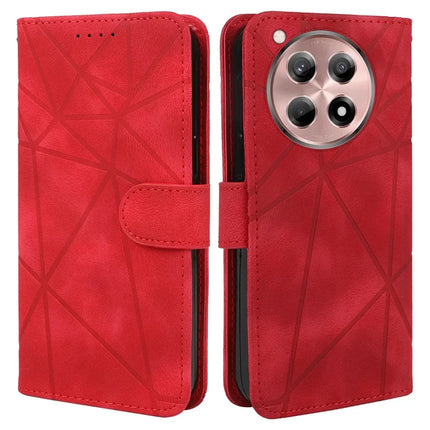 For OnePlus 12R 5G / Ace 3 5G Stand Case Line Pattern Leather Phone Cover - Red
