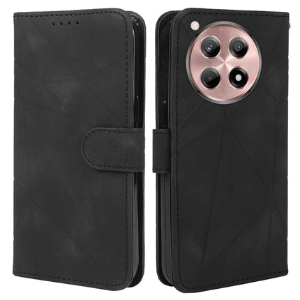 For OnePlus 12R 5G / Ace 3 5G Stand Case Line Pattern Leather Phone Cover - Black
