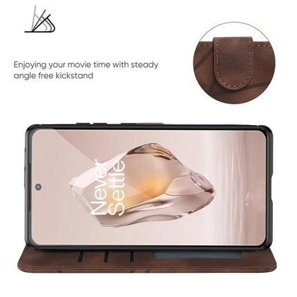 For OnePlus 12R 5G / Ace 3 5G Stand Case Line Pattern Leather Phone Cover
