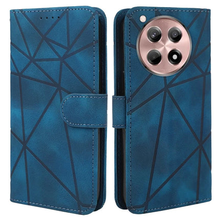 For OnePlus 12R 5G / Ace 3 5G Stand Case Line Pattern Leather Phone Cover - Blue