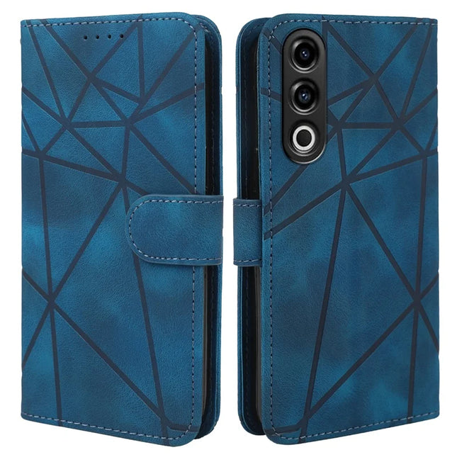 For OnePlus Ace 3V 5G Stand Case Line Pattern Leather Phone Cover - Blue