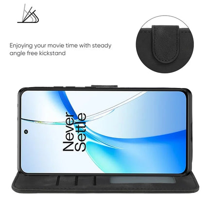 For OnePlus Nord CE4 5G / Oppo K12x 5G (China) Stand Case Line Pattern Leather Phone Cover