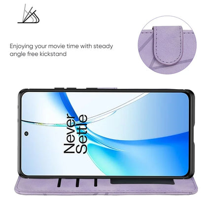 For OnePlus Nord CE4 5G / Oppo K12x 5G (China) Stand Case Line Pattern Leather Phone Cover