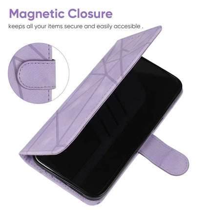 For OnePlus Nord CE4 5G / Oppo K12x 5G (China) Stand Case Line Pattern Leather Phone Cover