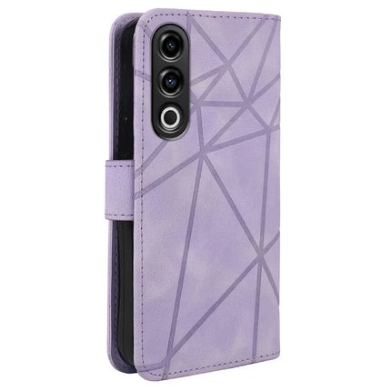 For OnePlus Nord CE4 5G / Oppo K12x 5G (China) Stand Case Line Pattern Leather Phone Cover