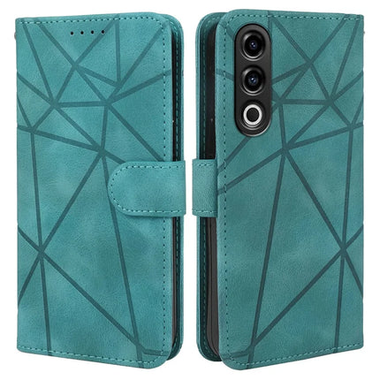 For OnePlus Nord CE4 5G / Oppo K12x 5G (China) Stand Case Line Pattern Leather Phone Cover - Green