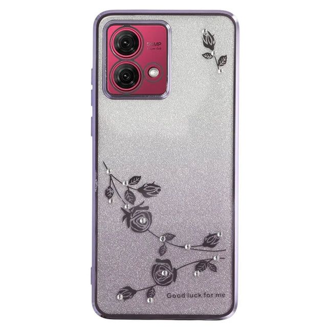 KADEM For Motorola Moto G84 5G Case Flower TPU Flexible Gradient Phone Cover - Purple