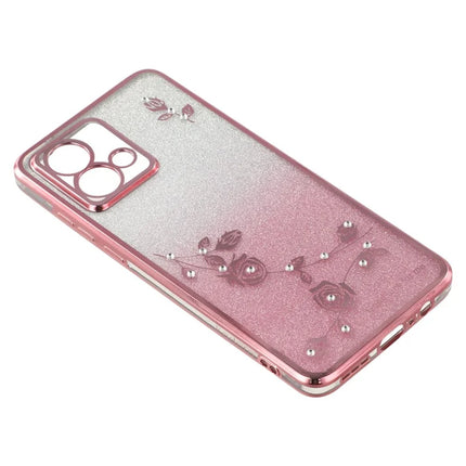 KADEM For Motorola Moto G84 5G Case Flower Pattern TPU Gradient Phone Cover with Lanyards