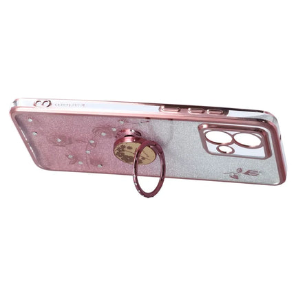 KADEM For Motorola Moto G84 5G Case Ring Kickstand TPU Flowers Phone Cover Gradient Glitter