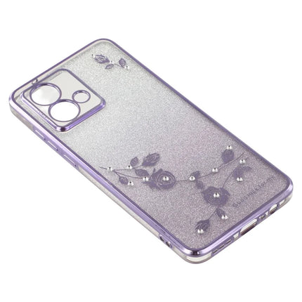 KADEM For Motorola Moto G84 5G Case Ring Kickstand TPU Flowers Phone Cover Gradient Glitter