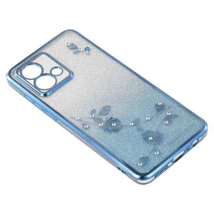 KADEM For Motorola Moto G84 5G Case Ring Kickstand TPU Flowers Phone Cover Gradient Glitter