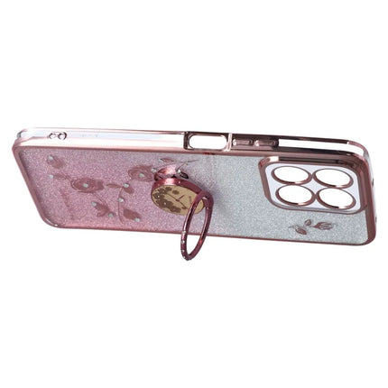 KADEM For Honor Play 60 Plus 5G Case Ring Kickstand TPU Flowers Phone Cover Gradient Glitter