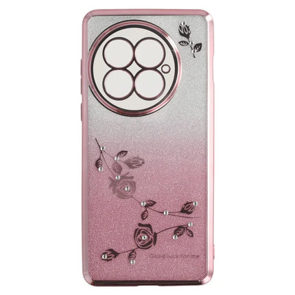 KADEM For OnePlus 13 Case Ring Kickstand TPU Flowers Phone Cover Gradient Glitter