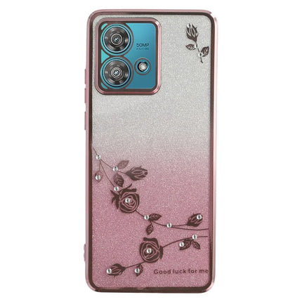 KADEM For Motorola Edge 40 Neo 5G Case Flower TPU Flexible Gradient Phone Cover - Rose Gold