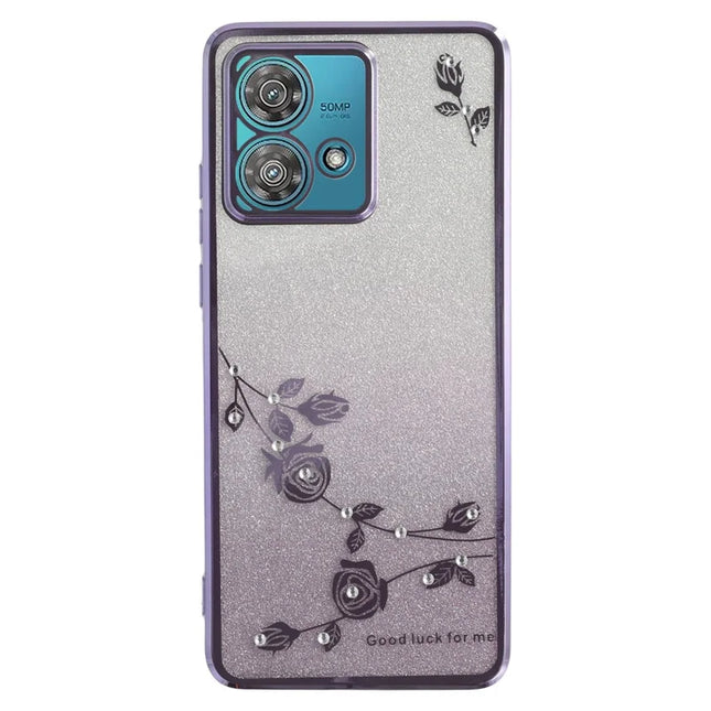 KADEM For Motorola Edge 40 Neo 5G Case Flower TPU Flexible Gradient Phone Cover - Purple