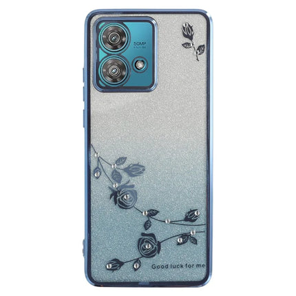 KADEM For Motorola Edge 40 Neo 5G Case Flower TPU Flexible Gradient Phone Cover - Blue