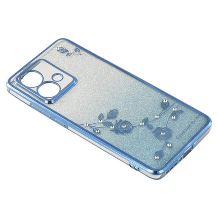KADEM For Motorola Edge 40 Neo 5G Case Flower Pattern TPU Gradient Phone Cover with Lanyards