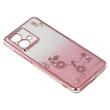 KADEM For Motorola Edge 40 Neo 5G Case Ring Kickstand TPU Flowers Phone Cover Gradient Glitter