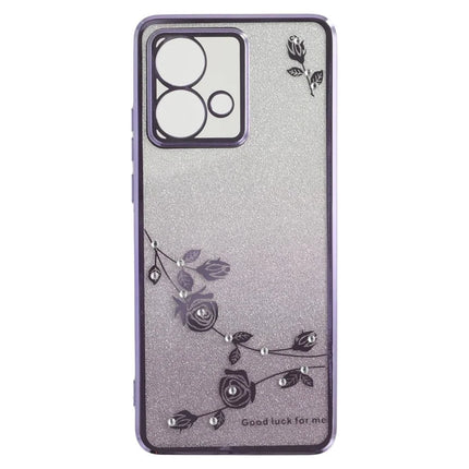KADEM For Motorola Edge 40 Neo 5G Case Ring Kickstand TPU Flowers Phone Cover Gradient Glitter