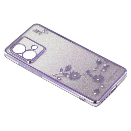 KADEM For Motorola Edge 40 Neo 5G Case Ring Kickstand TPU Flowers Phone Cover Gradient Glitter