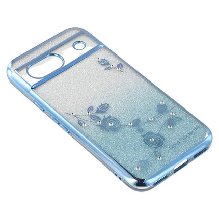 KADEM For Google Pixel 8a Case Flower Pattern TPU Gradient Phone Cover with Lanyards