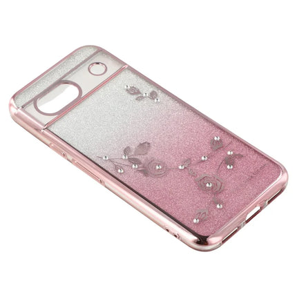 KADEM For Google Pixel 8a Case Ring Kickstand TPU Flowers Phone Cover Gradient Glitter