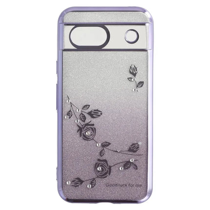 KADEM For Google Pixel 8a Case Ring Kickstand TPU Flowers Phone Cover Gradient Glitter