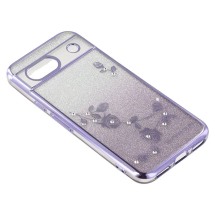 KADEM For Google Pixel 8a Case Ring Kickstand TPU Flowers Phone Cover Gradient Glitter