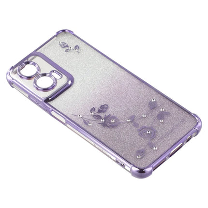 KADEM For Motorola Moto G35 5G Case Flower Pattern TPU Gradient Phone Cover with Lanyards